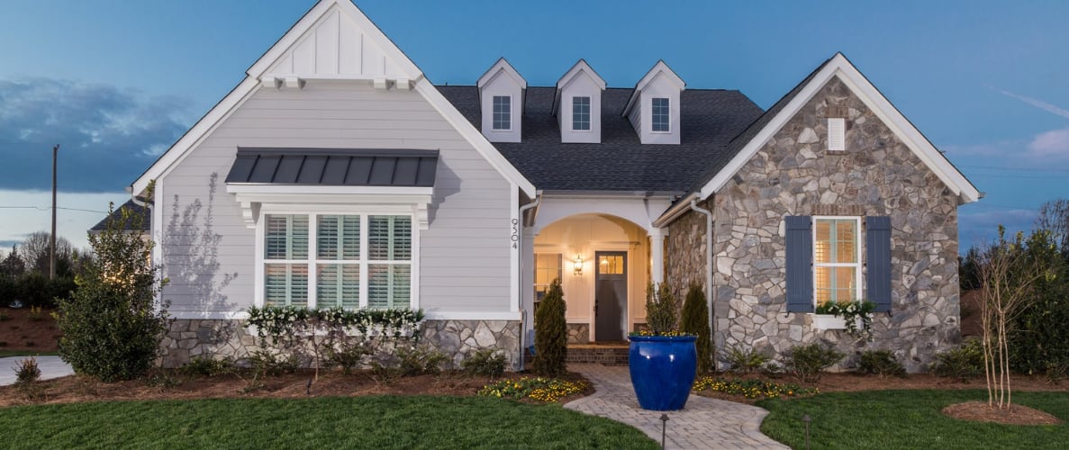 Plantation shutters on an exterior of home